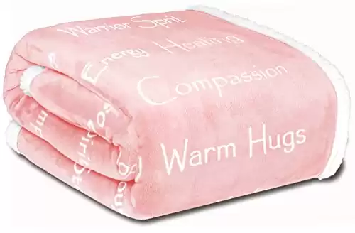 Compassion Blanket - Strength Courage Super Warm Hugs, Get Well Gift Blanket Plush Healing Thoughts Positive Energy Love & Hope, Cancer Support Gift for Women 50 x 65 (Pink, One Size)