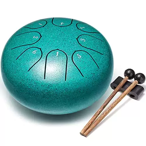 Lronbird Steel Tongue Drum 6 Inch 8 Notes Hand Drums with Bag Sticks Music Book, Sound Healing Instruments for Musical Education Entertainment Meditation Yoga Zen Gifts (Malachite)