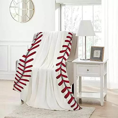 Pindola Cute Baseball Texture Throw Blanket Warm Lightweight Soft Cozy Warm Home Decoration 50"x40" for Child