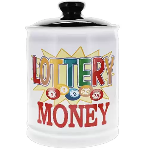 Cottage Creek Lottery Money Piggy Bank, Lottery Candy Jar with Lid, Lottery Ticket Holder, Lottery Gifts