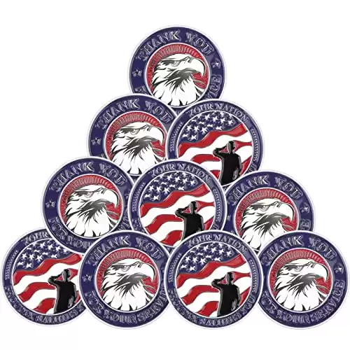 10 Pieces Military Challenge Coins Thank You for Your Service Military Gifts for Men Women for Veterans Day Gifts