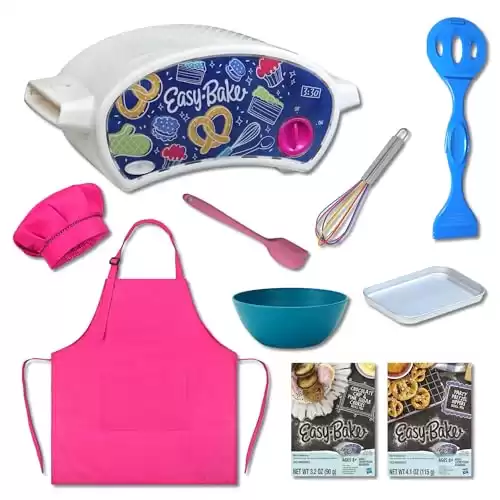 Ultimate Easy Baking Oven Bundle For Kids With 11 Items - Oven, 3 Refill Mixes, Apron, Hat, Bowl, Spatula, Whisk, Baking Pan & Tool (Heroic Hot Pink Baker Bundle)