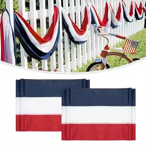 Large Patriotic US Flag Bunting Decorations 4th of July Large Red, White & Blue -2x20 Ft Veterans Day Memorial Days Celebration Decorations Home Garden Outdoor-2Pack