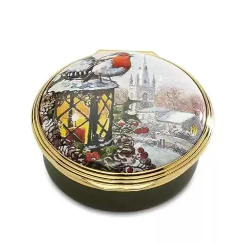 Halcyon Days Christmas Robin Enamel Box - Enamel Box - ENCRB0901G