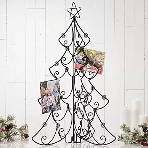 Large Tri Fold Christmas Tree Card Holder and Display 31.75 Inch