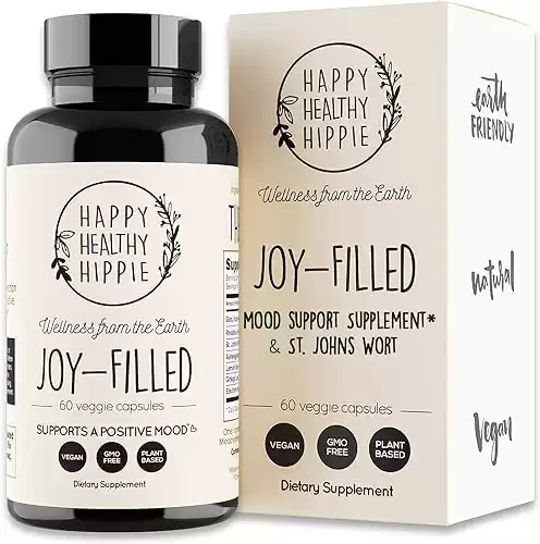 Joy-Filled Mood Support Supplement with St. Johns Wort | Stress Relief Supplement - Helps Calm The Mind & Body | 100% Plant-Based, Ashwagandha, Rhodiola, Eleuthero | Herbal, 60 ct
