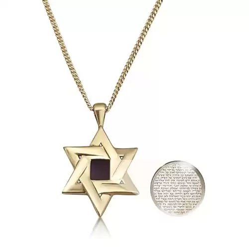 Star of David Necklace Smallest Nano Bible - on Hebrew Pendant Entire Tanakh Bible Holy Scriptures on 0.2" Microchip, Gold Plated Silver Jewish Jewelry Religious Faith Gifts for Him or Her, 20&am...