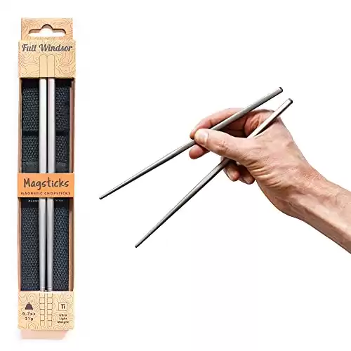 MAGSTICKS Titanium Magnetic Chopsticks - Reusable Travel Chop Sticks - Korean, Japanese, Chinese & Oriental Eating & Cooking Chopsticks - Light-weight for Kids and Adults - Comes with Chopstic...