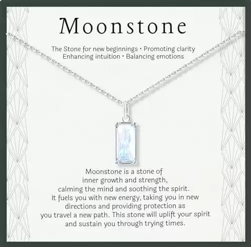 HOPE LOVE SHINE New Beginnings Rainbow Moonstone Sterling Silver Necklace for Women - Gifts for Her - Divorce Gifts for Women, Fertility Necklace, Break Up, Recovery, Retirement