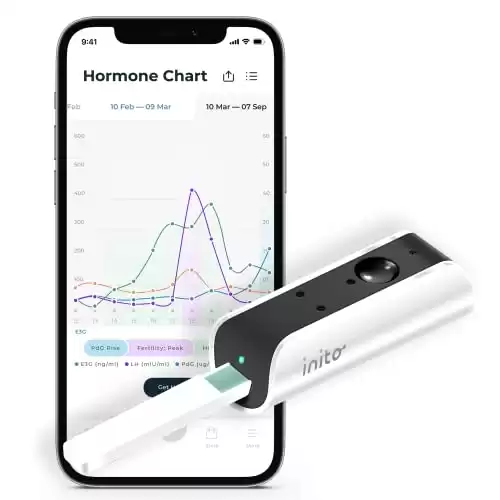 Inito Fertility Monitor & Hormone Tracker for Women | Estrogen, LH, PdG (urine metabolite of progesterone), FSH | Predict & Confirm Ovulation | includes 15 Test Strips (iPhone 15 Pro)