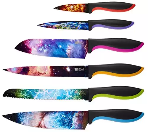 CHEF'S VISION Cosmos Kitchen Knife Set - Color Chef Knives in Gift Box for Husbands, Wives - Unique Wedding, Birthday Gifts for Couples, Men - Housewarming New Home