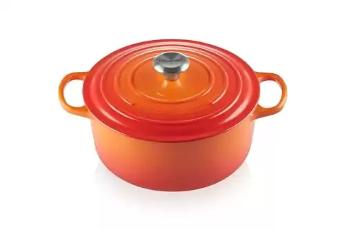 Le Creuset Enameled Cast Iron Signature Round Dutch Oven with Lid, 5.5 Quart, Flame