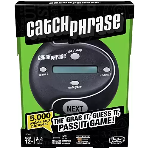 Hasbro Gaming Catch Phrase Electronic Game | Fun Active Handheld Party Games for Adults, Teens, and Kids | Ages 12+ | 4 or More Players, 2 Teams | Portable Family Travel Games