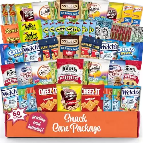 Snack box care package Candy Holloween Variety Pack snack Box (60 Count) Gift Baskets for Kids Adults Teens Family College Student - Crave Food Birthday Arrangement Candy Chips Cookies