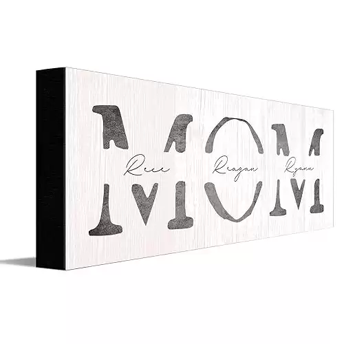 MOM & Children - Personalized Mother's Day Gift Sign (6.5"x18" Block Mount)