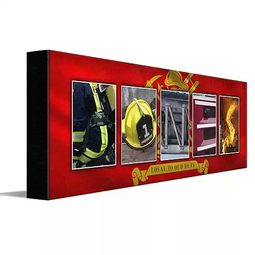 Personal-Prints | Personalized Firefighter Name Art Décor or Gift for the Fireman or Firewoman |Customized Firefighter Wall Art Gift (6"x18" Stretched Canvas)