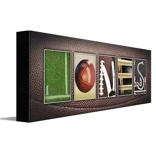 Personal-Prints FOOTBALL Personalized Décor or Gift for the Coach, Player or Fan |Customized Football Name Wall Art Gift (6"x18" Stretched Canvas)