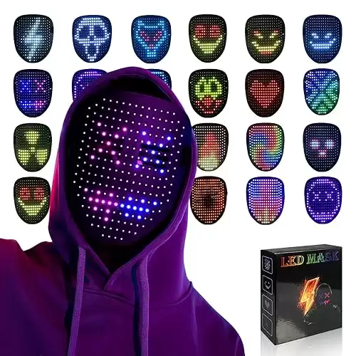 Led Mask with Gesture Sensing,Light up mask for Kids/Men/Women LED Halloween Mask for Costume Cosplay Party