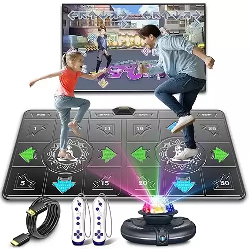 FWFX Dance Mat for Kids and Adults - Double User Wireless Dancing Mat, Exercise & Fitness Dance Step Pad Game for TV, Musical Electronic Dance Mats with HD Camera, Gift for Girls & Boys Ages 6...